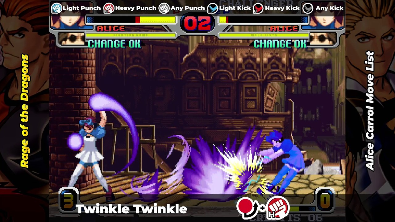 ALICE CARROL MOVE LIST - Rage of the Dragons (ROTD)