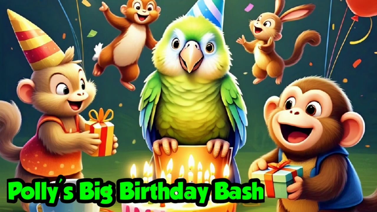 Polly's Big Birthday Bash Hindi Story, Very Nice Story , Bedtime Stories,🌛🌝🌟✨🌝👍🏻💐🌿🌱🌳❤️🐒🐒🐒🦜🦜🦜🐿️🐘🦌🦉🐔🐈🐢