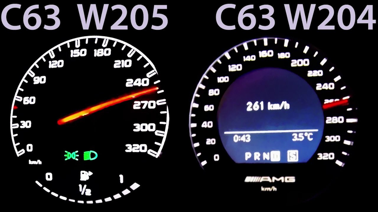 Mercedes C63 AMG W205 vs C63 AMG W204 0-250 Acceleration Sound V8 Onboard Autobahn