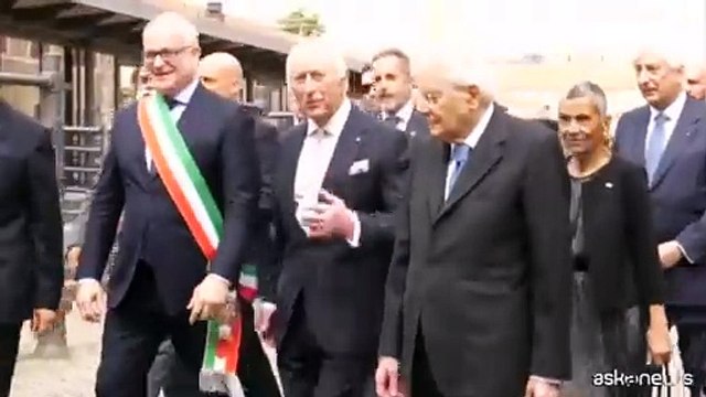 Re Carlo all'ex Mattatoio di Testaccio con il presidente Mattarella