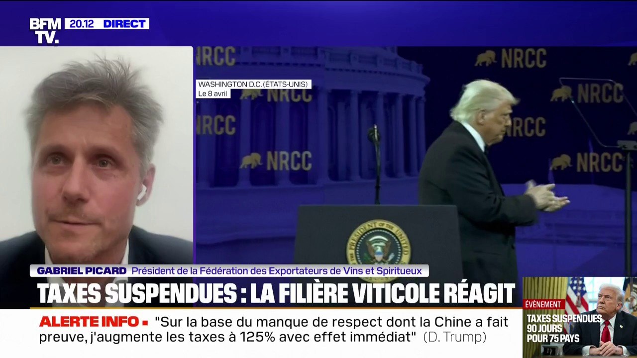 Suspension des droits de douane: Gabriel Picard, président de la Fédération des exportateurs de vins et spiritueux, évoque "une petite forme de soulagement"