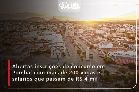 Abertas inscrições de concurso em Pombal com mais de 200 vagas e salários que passam de R$ 4 mil