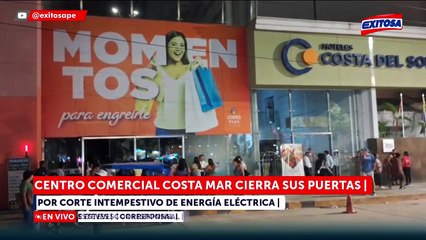 Centro comercial Costa Mar sufre corte de energía y cierra sus puertas: Así luce a oscuras el mall
