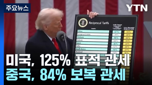 미국, 125% 표적 관세 vs 중국, 84% 보복 관세 발효 / YTN