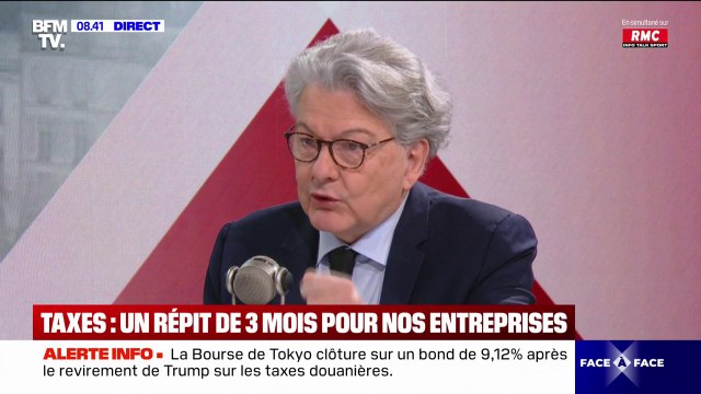 Droits de douane: C'est la présidente de la Commission européenne quoi doit prendre en charge les négociations , soutient Thierry Breton