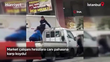 Görüntüler Esenyurt'tan... Market çalışanı kız, palet hırsızlarına böyle karşı koydu