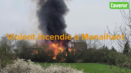 Feu d'un entrepôt à Herve