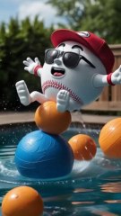 "Mr. Ball's Floating Adventure: Fun in the Water Pool!"