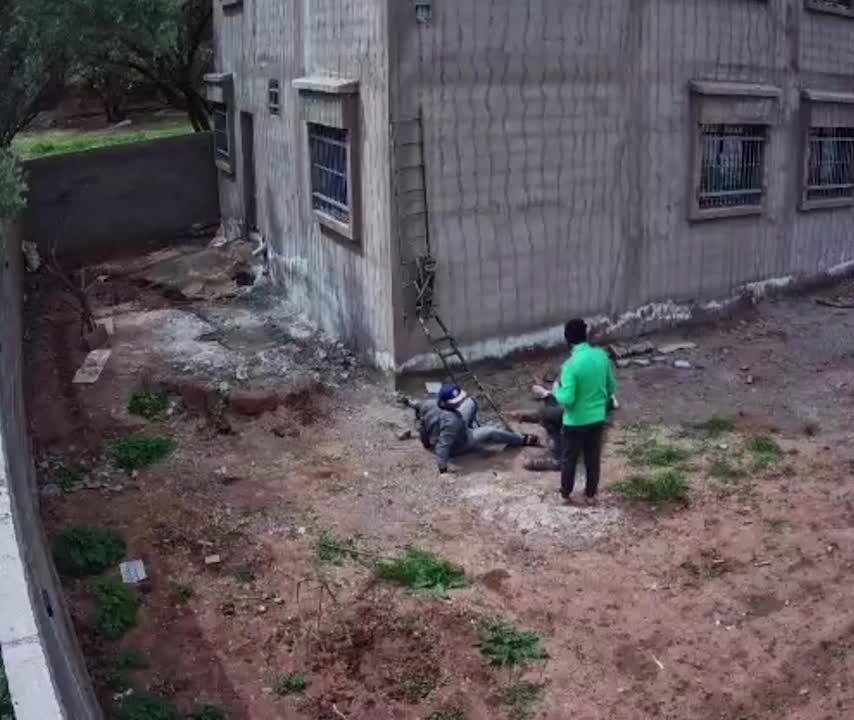 Electrician Falls on Man Standing Below While Climbing Down Ladder