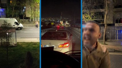 Yolunu kestiği minibüsün camını yumrukladı