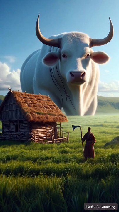 A cute story of a big cow and a farmer 😭 #cow #cartoon #shorts #ai