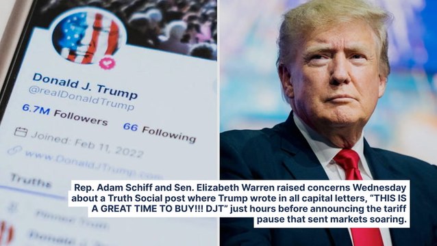Adam Schiff And Elizabeth Warren Call For Investigation Into Possible Insider Trading By Trump Allies As Markets Surge After 90-Day Tariff Pause: 'It Sure Looks Like Corruption'