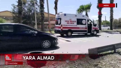 Mersin'de otomobil ters döndü, tekeri koptu, sürücü yara almadan kurtuldu