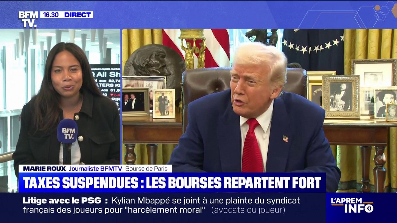 Droits de douane: les bourses se reprennent après la suspension de nouvelles taxes pendant 90 jours annoncée par Donald Trump