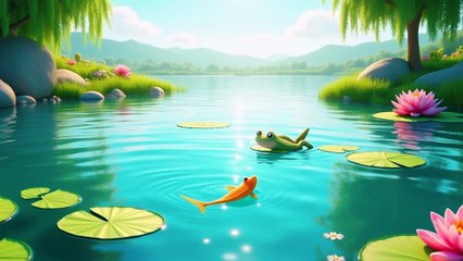 🐸 Frog & Fish Save Each Other from Whirlpool | Cute Animal Moral Story 2025