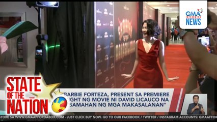 Barbie Forteza, present sa premiere night ng movie ni David Licauco na "Samahan ng mga Makasalanan" | SONA