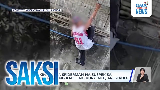 Lalaking mala-Spiderman na suspek sa pagnanakaw ng kable ng kuryente, arestado | Saksi