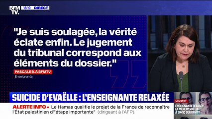 Suicide d'Evaëlle: "Je suis soulagée, la vérité éclate enfin", déclare l'enseignante après l'annonce de sa relaxe