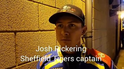 Sheffield speedway captain Josh Pickering reacts to Tigers 57-33 win over King's Lynn