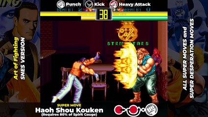 ALL SUPER MOVES TUTORIAL - Art of Fighting / Ryuuko no Ken (AOF) (SNES Version)