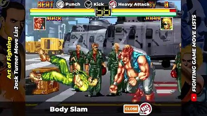 JACK TURNER MOVE LIST - Art of Fighting (AOF)