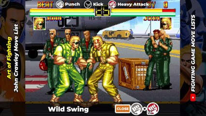JOHN CRAWLEY MOVE LIST - Art of Fighting (AOF)