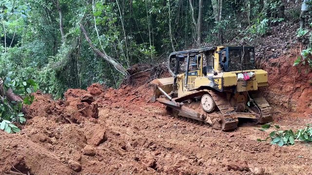 Stages of Opening New Roads Using Bulldozer D6R XL