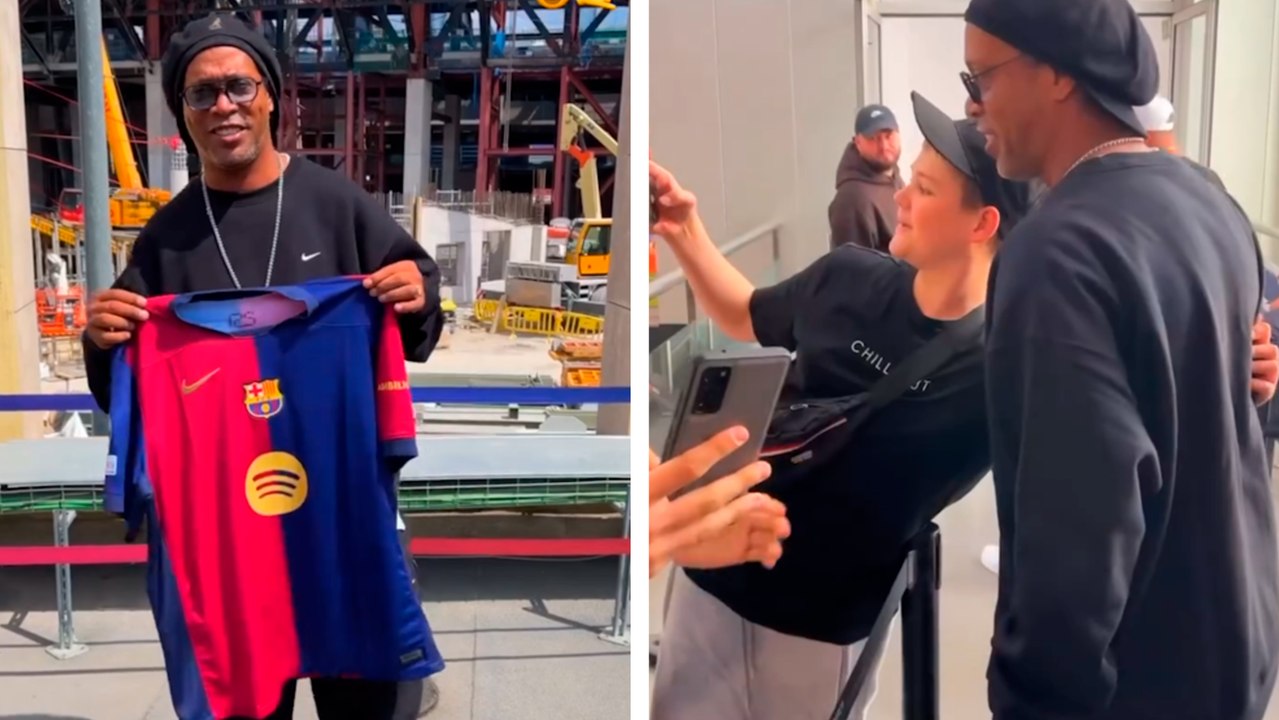 Barcelona: Ronaldinho visita las obras del nuevo Camp Nou