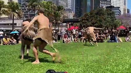 Aboriginal dancers at the Black Markets in Sydney in 2020