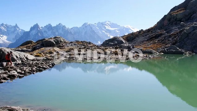 Mont Blanc view from the Lac Blanc, in the Aiguilles Rouge, near Chamonix