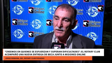 “Creemos en quienes se esfuerzan y superan dificultades” el Rotary Club acompañó una nueva entrega de beca junto a Misiones Online