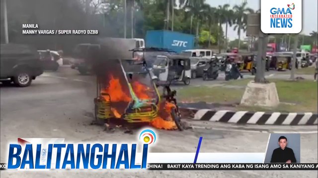 Tricycle na mag-de-deliver ng isda, nasunog sa bahagi ng Roxas Blvd. | Balitanghali