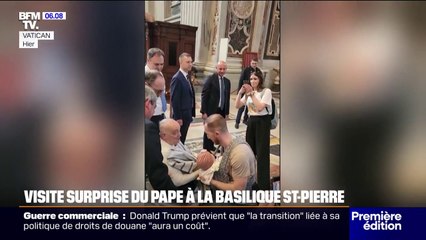 Le pape en visite sur le chantier de rénovation de la basilique Saint-Pierre