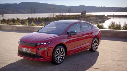 The new Škoda Enyaq Sportline Design Preview in Red
