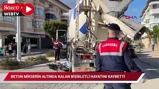 Beton mikserin altında kalan bisikletli hayatını kaybetti