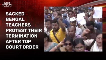 Sacked Bengal teachers march towards school service commission office in protest