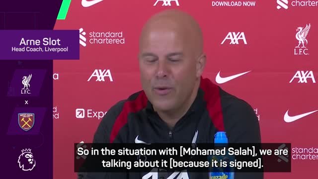 Slot hopes 'incredible' van Dijk can follow in Salah's contract footsteps