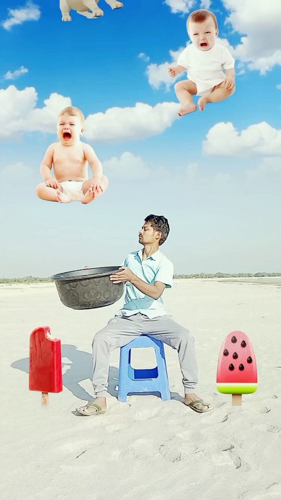 Crying Flying babies catching vs cat & puppy - Funny magic vfx video 😀😀😀