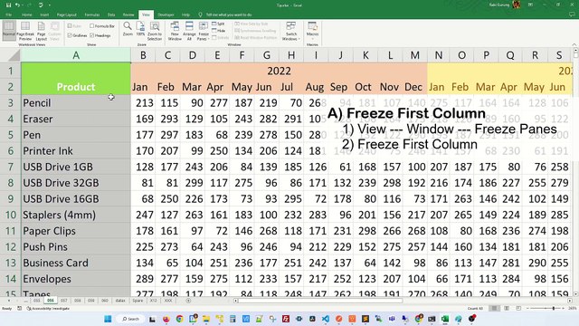Freeze panes to lock rows and columns - Excel Tips and Tricks