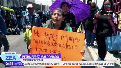 Víctimas de despojo se manifiestan en los juzgados donde se lleva a cabo el juicio de Carlota "N"