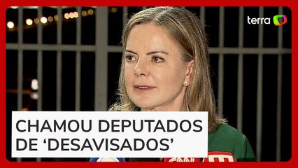 Gleisi Hoffmann admite que Congresso pode ‘discutir’ redução de penas a condenados do 8/1