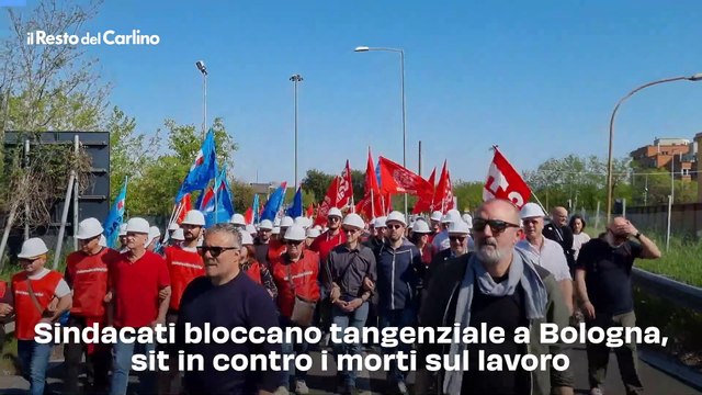 Sindacati bloccano tangenziale a Bologna, sit in contro i morti sul lavoro. Video