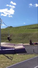 Woman Attempts Pole Vault and Her Stick Snaps