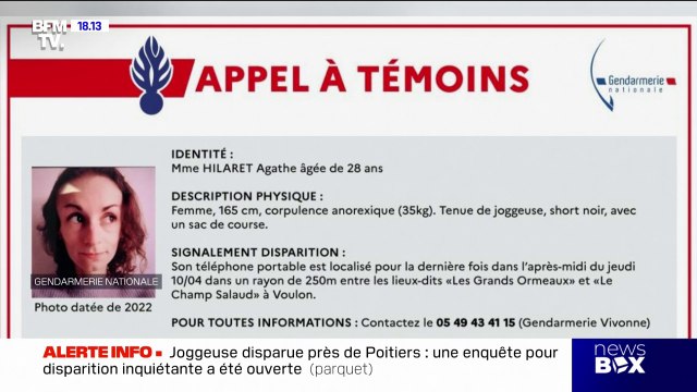 Joggeuse disparue: une enquête pour disparition inquiétante ouverte par le parquet de Poitiers