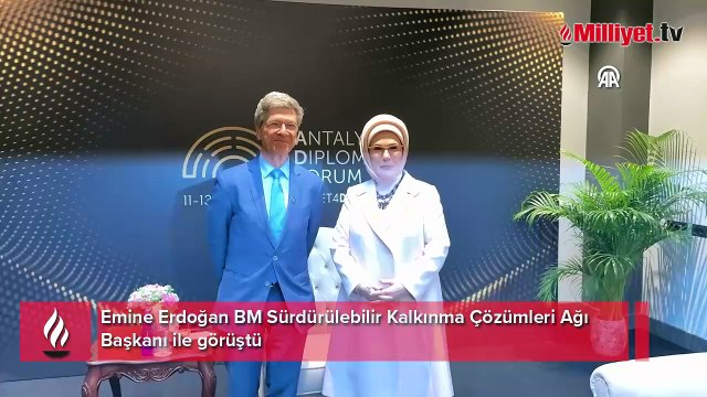 Emine Erdoğan BM Sürdürülebilir Kalkınma Çözümleri Ağı Başkanı ile görüştü