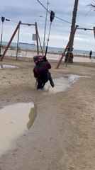 Man Slips Off Balance Mid-Zipline and Takes a Tumble