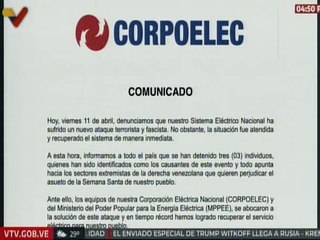 Comunicado | Mppee denuncia nuevo ataque terrorista y fascista al Sistema Eléctrico Nacional
