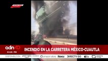 🚨¡Última Hora! Reportan fuerte incendio en la carretera México-Cuautla