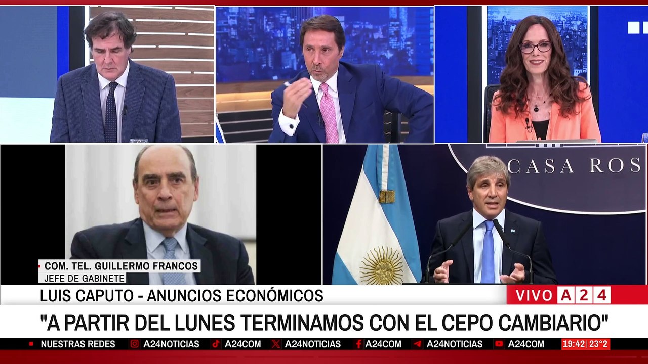 GUILLERMO FRANCOS, SOBRE EL FIN DEL CEPO Y EL ACUERDO CON EL FMI: "El gobierno está cumpliendo con lo que adelantó"