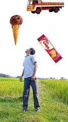 Ice cream, KitKat, Biscuit, Parle - G Eating vs Vehicles - Funny vfx magic game